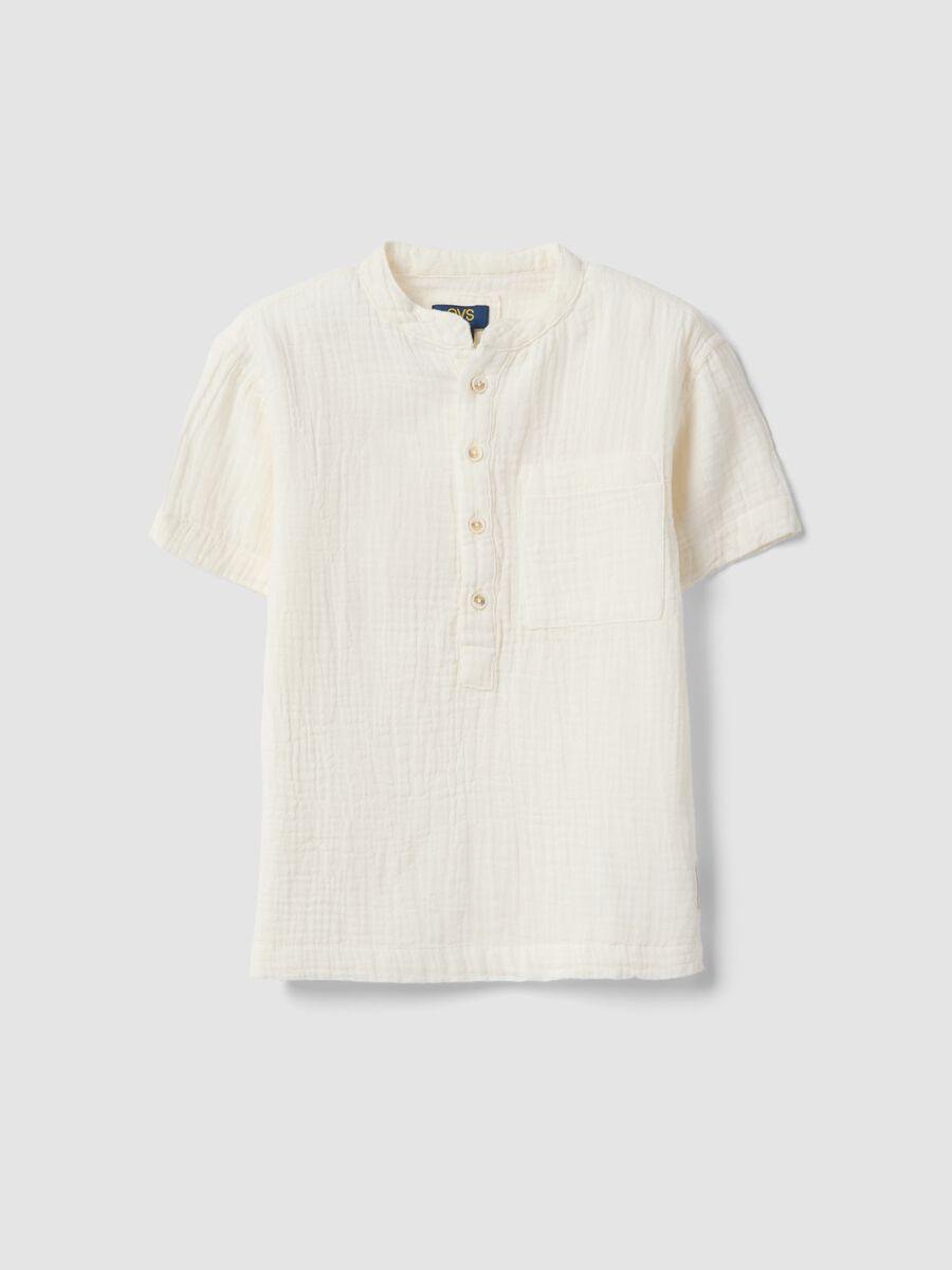 Boys&rsquo; white pure cotton regular-fit shirt with buttons_0