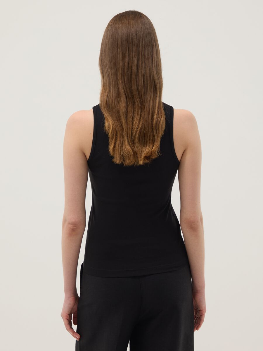 Black pure cotton tank top_3