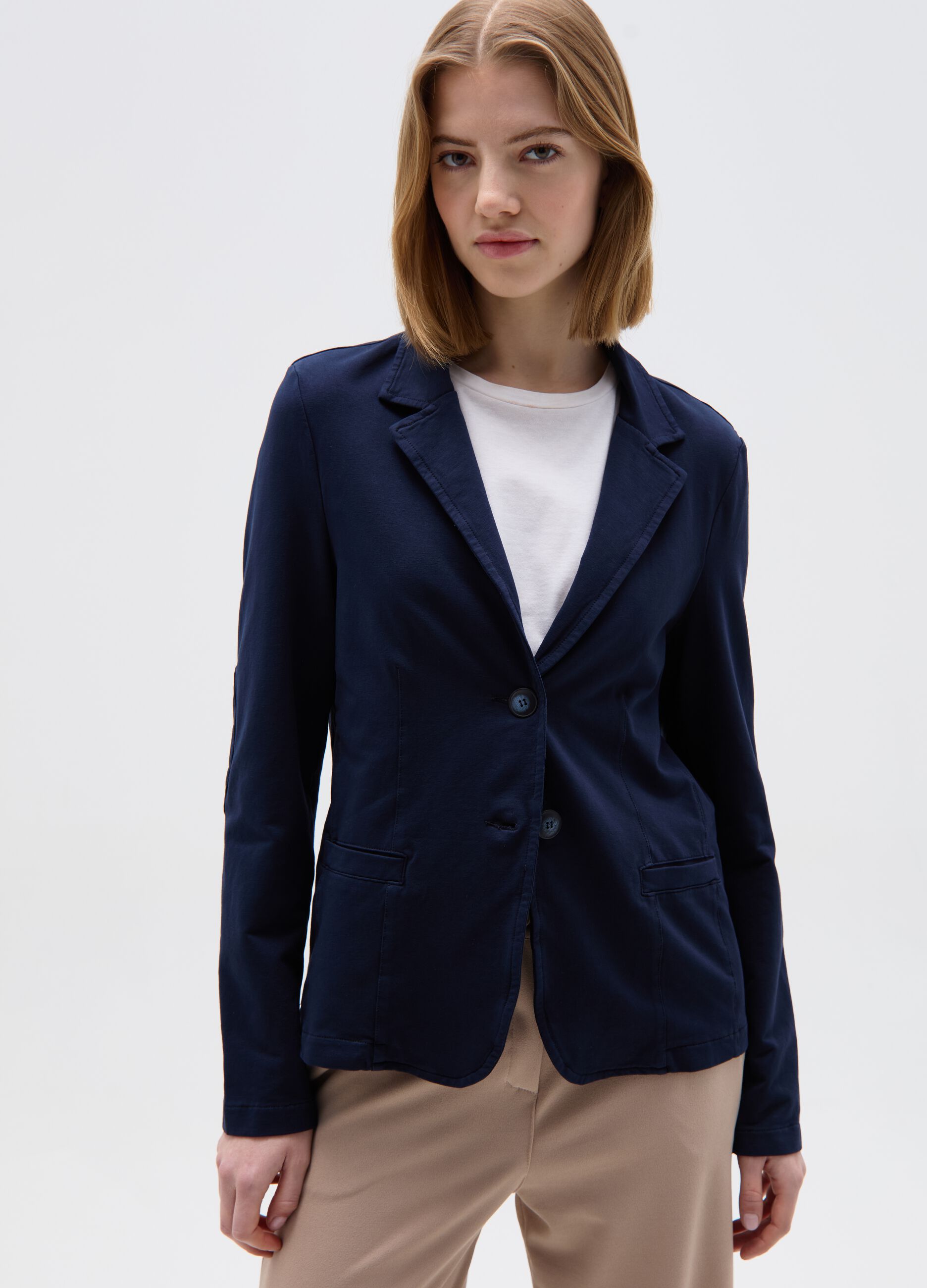 Blazer monopetto con toppe