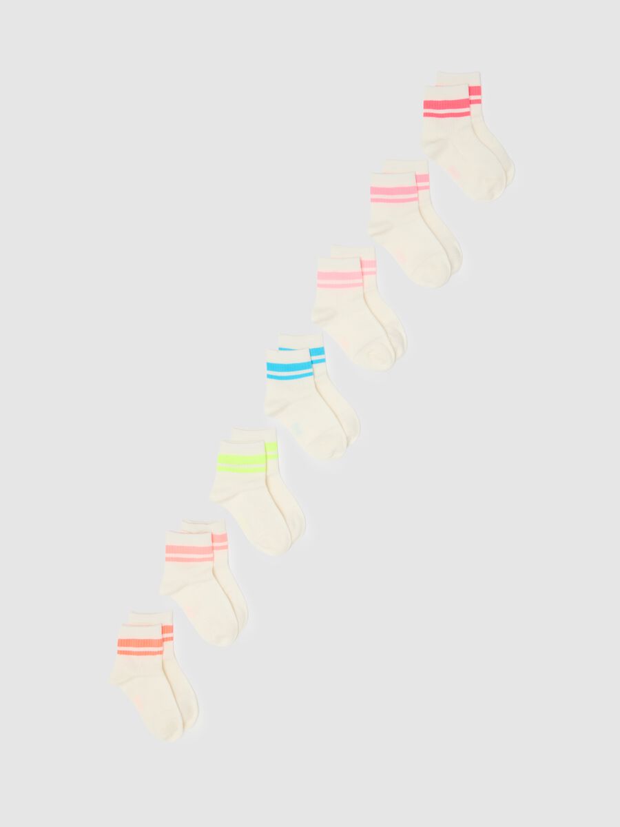 Multipack of short multicolour cotton blend socks for girls_0