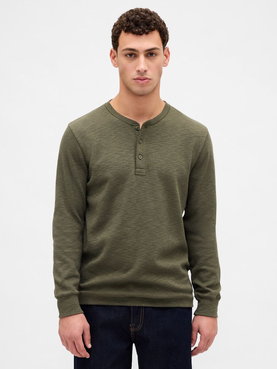 Long Sleeve T-shirt verde in cotone_0