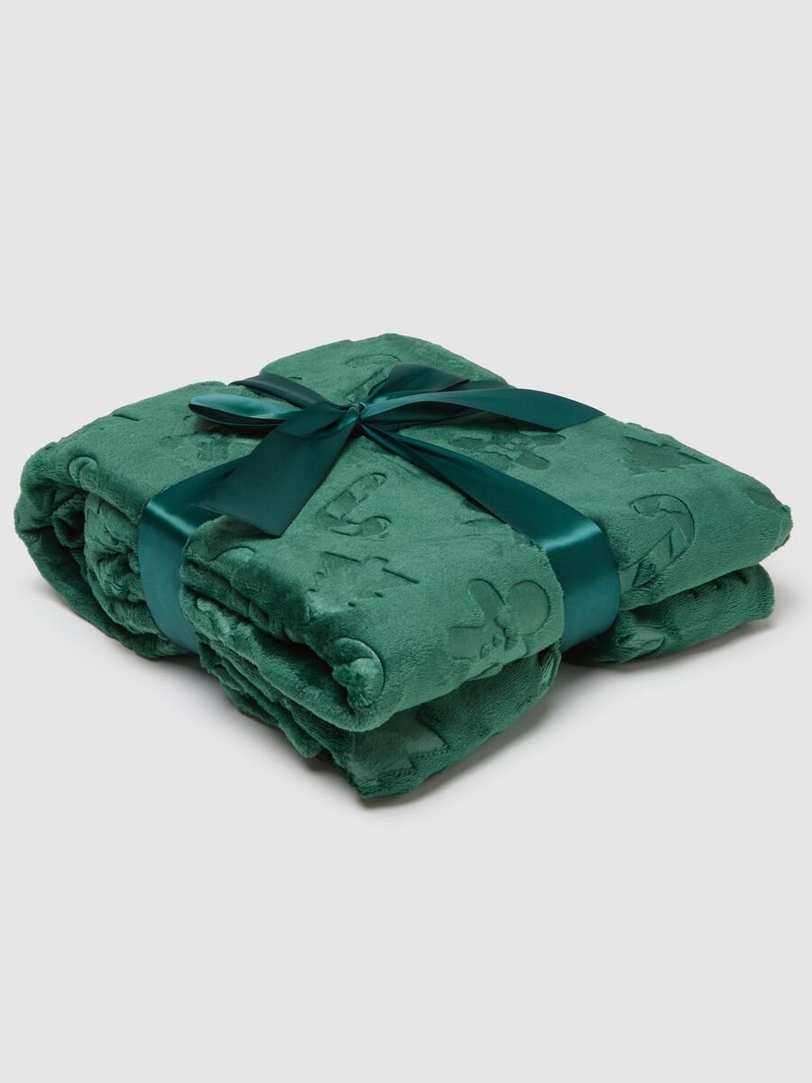 Green blanket with Christmas patterns_0