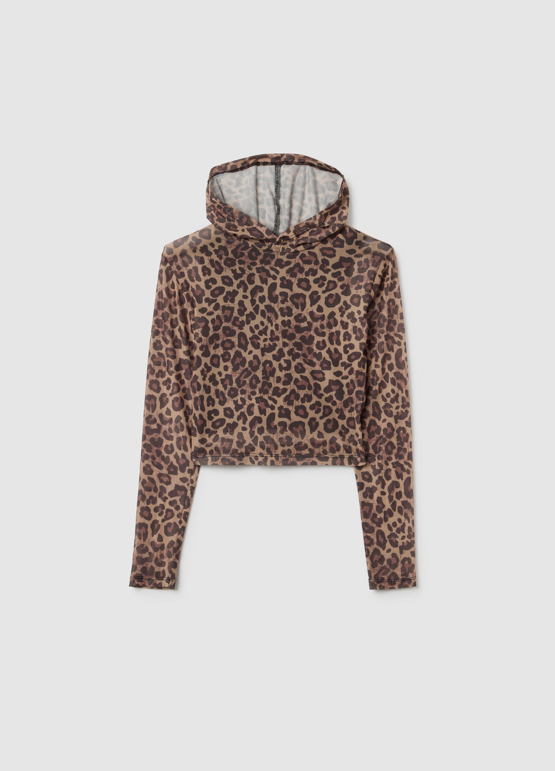 Girls' brown stretch fabric sweatshirt regular fit