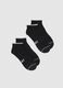 Two-pack black ankle sports socks in cotton blend with stripes_0