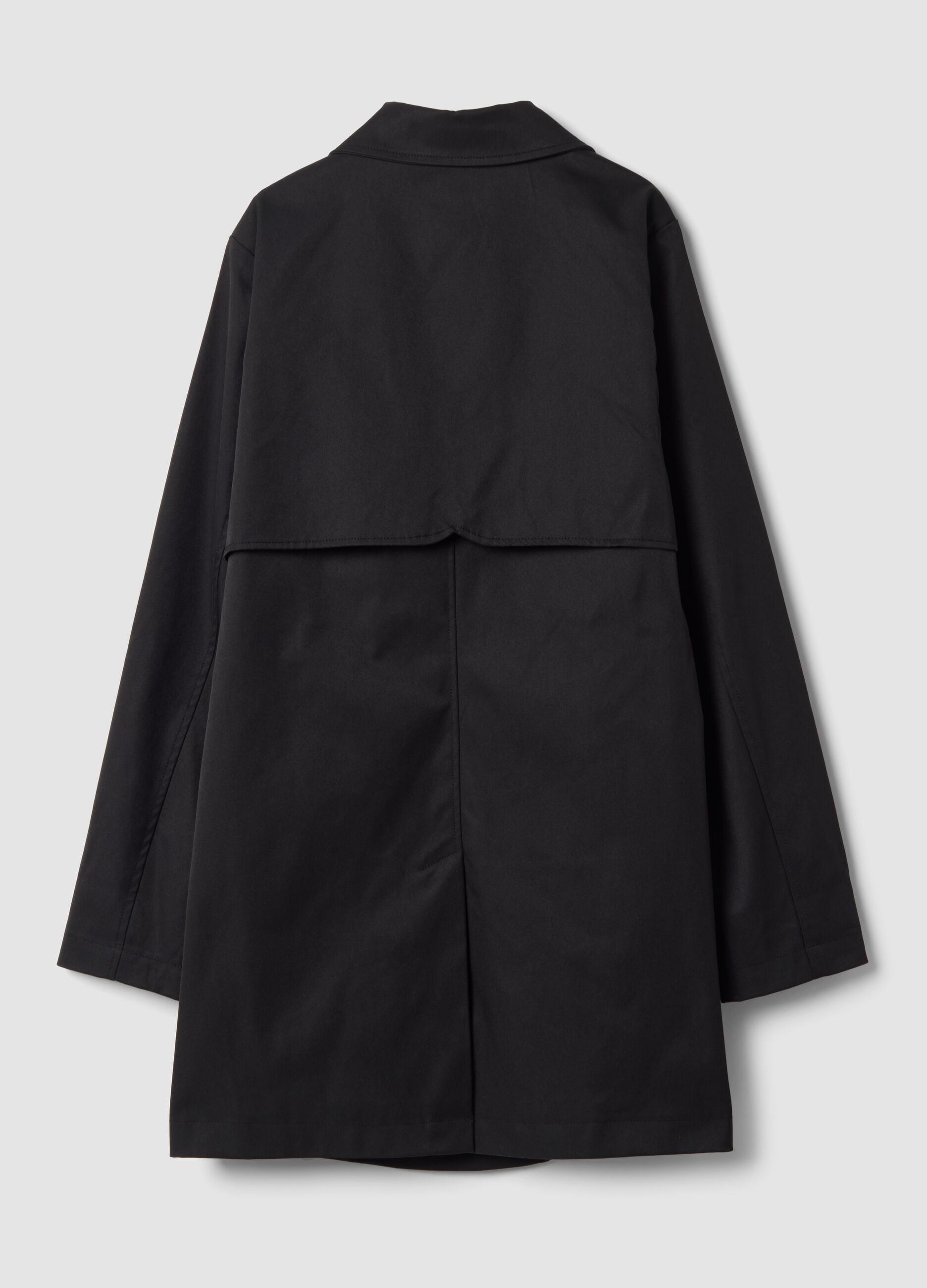 Black regular-fit parka with buttons and slanted pockets