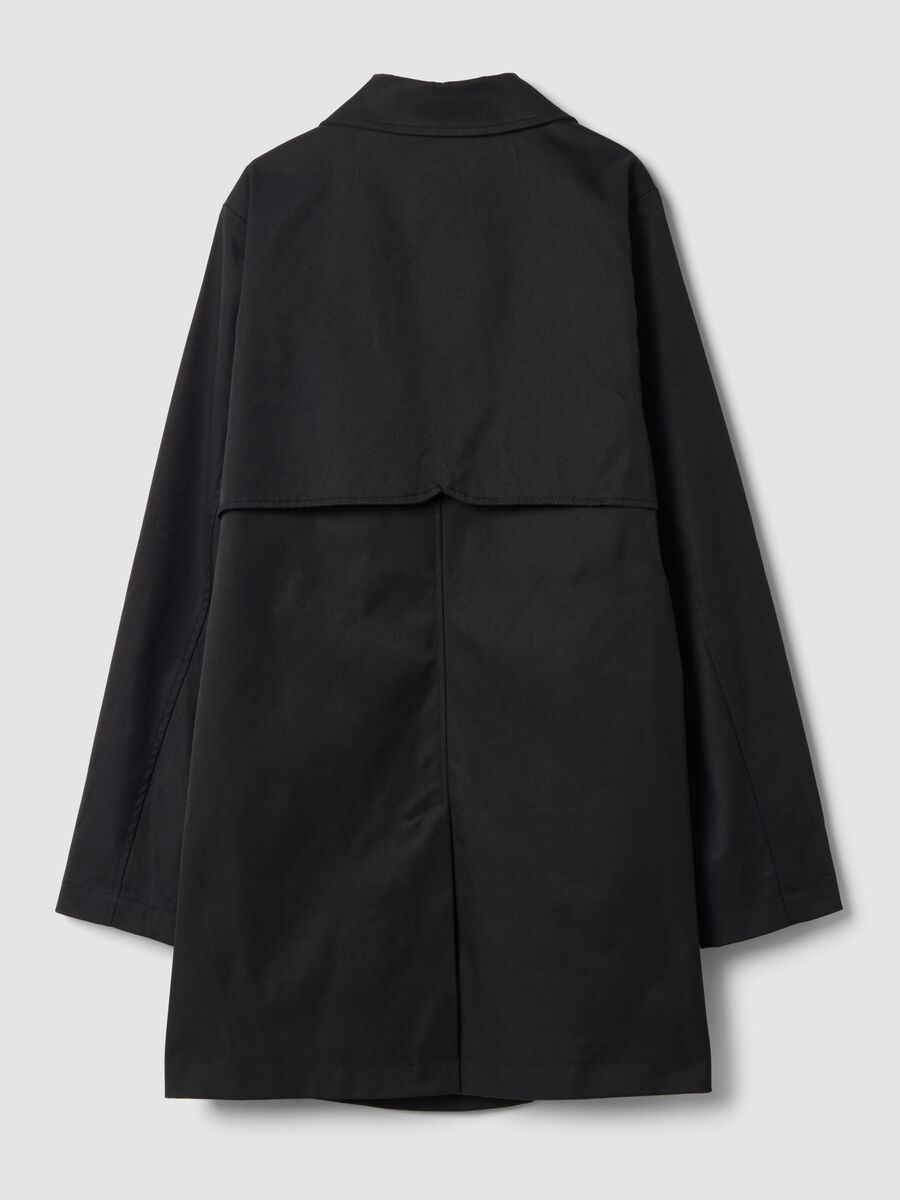 Parka nero regular fit con bottoni e tasche oblique_2