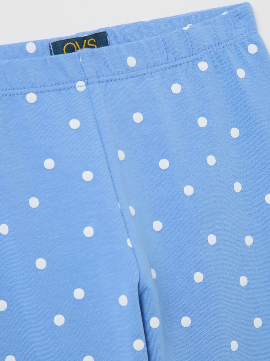 Light blue three-quarter leggings with polka dot pattern_3