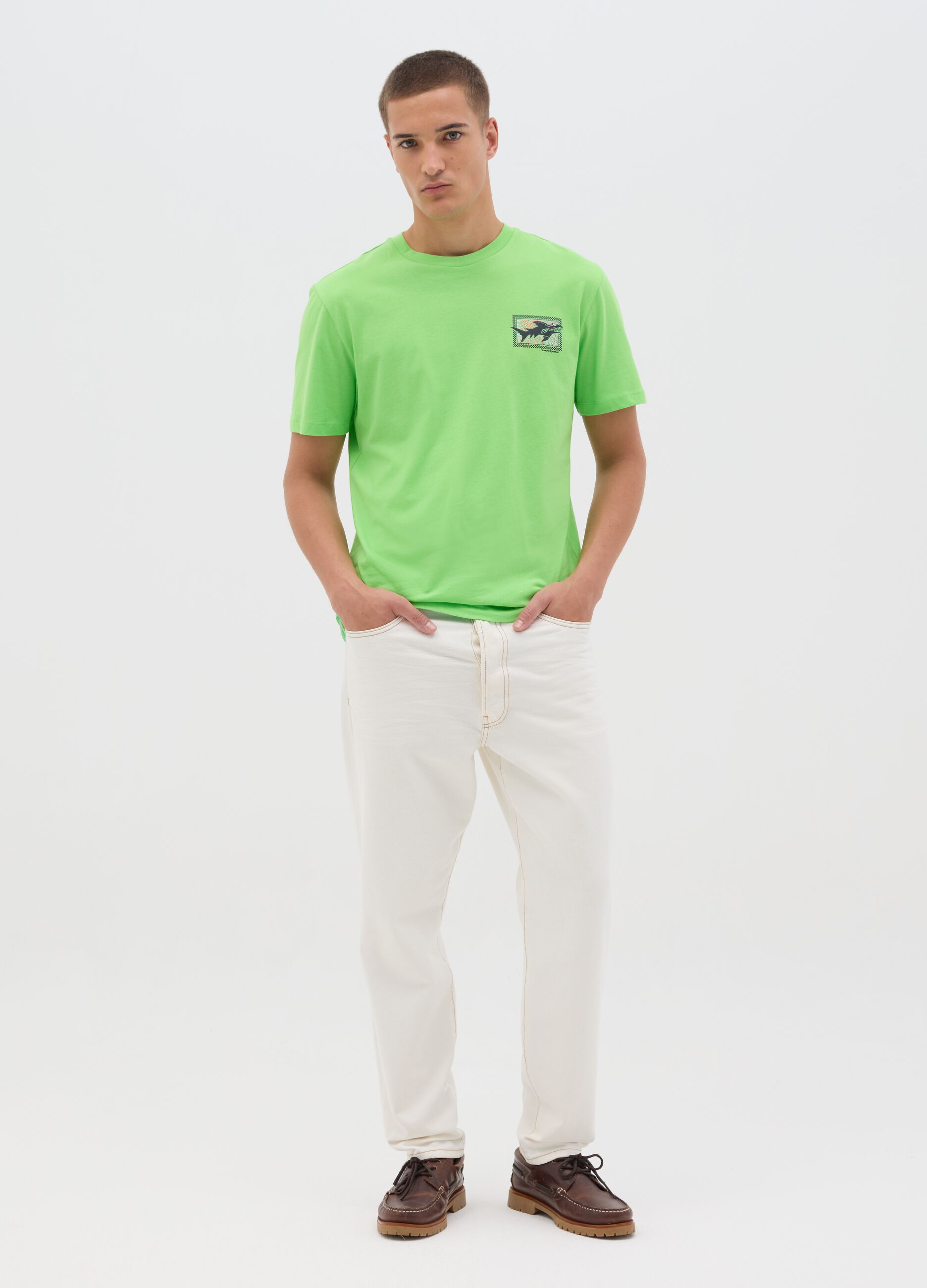 Green T-shirt with graphic print