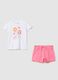 Girls' Summer Set in White and Pink Pure Cotton_0
