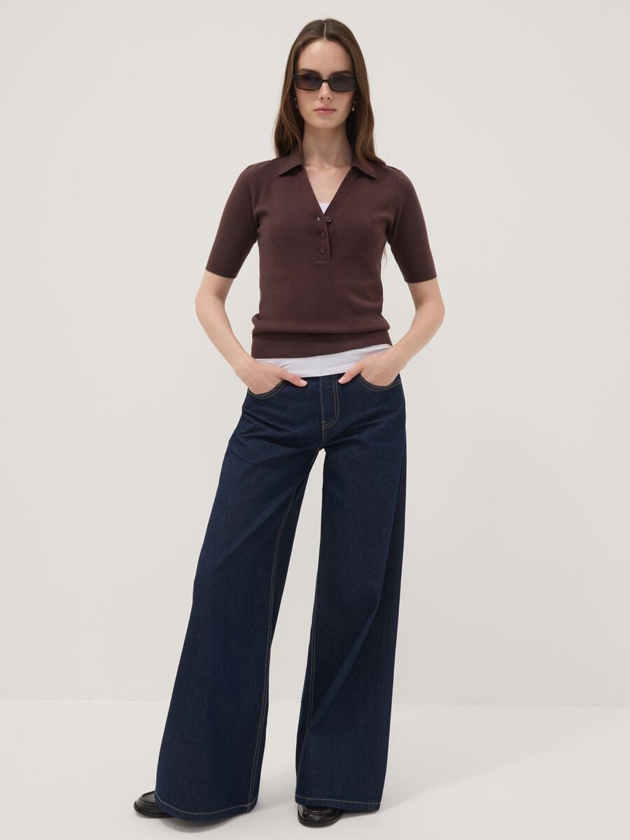 Maglia polo marrone di misto viscosa regular fit_2