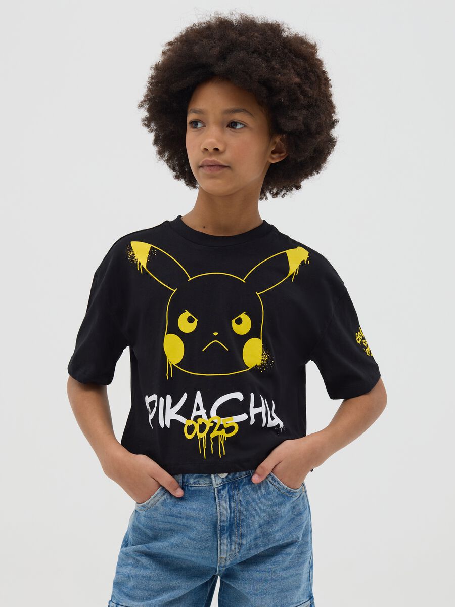 Boxy-fit T-shirt in cotton with Pikachu print_0