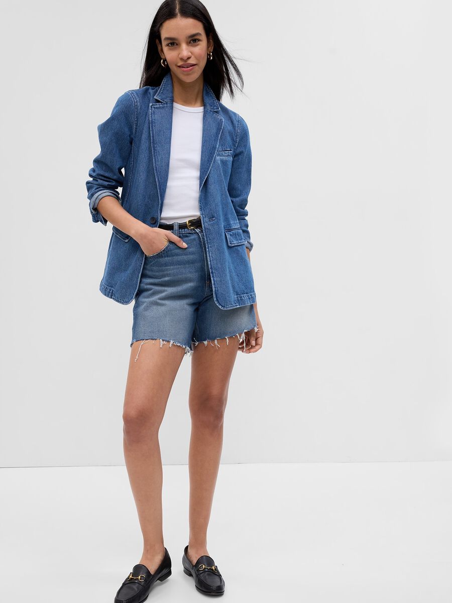 Shorts in denim a vita alta_0