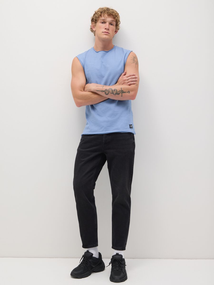Men’s pure cotton light blue tank top regular fit_1