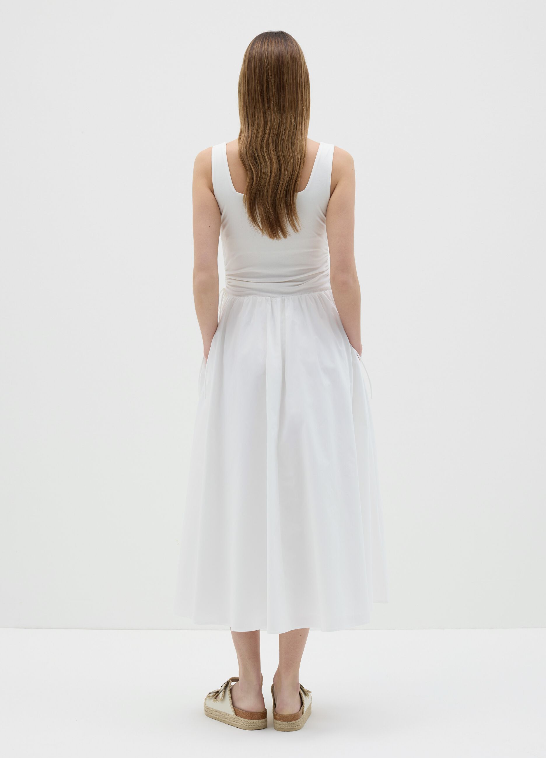 Abito lungo da donna in viscosa elasticizzata bianco regular fit