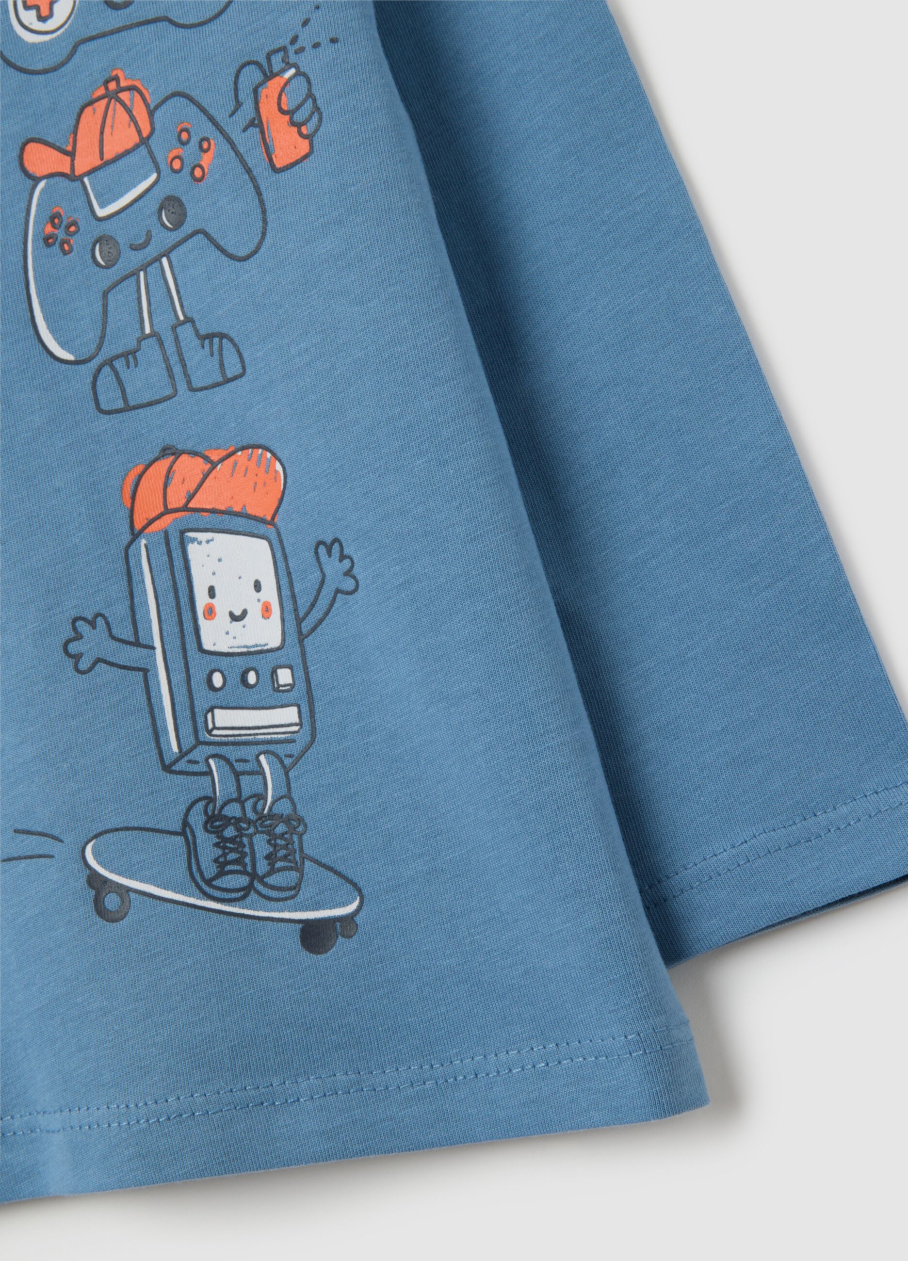 Children's T-shirt in pure blue cotton regular fit