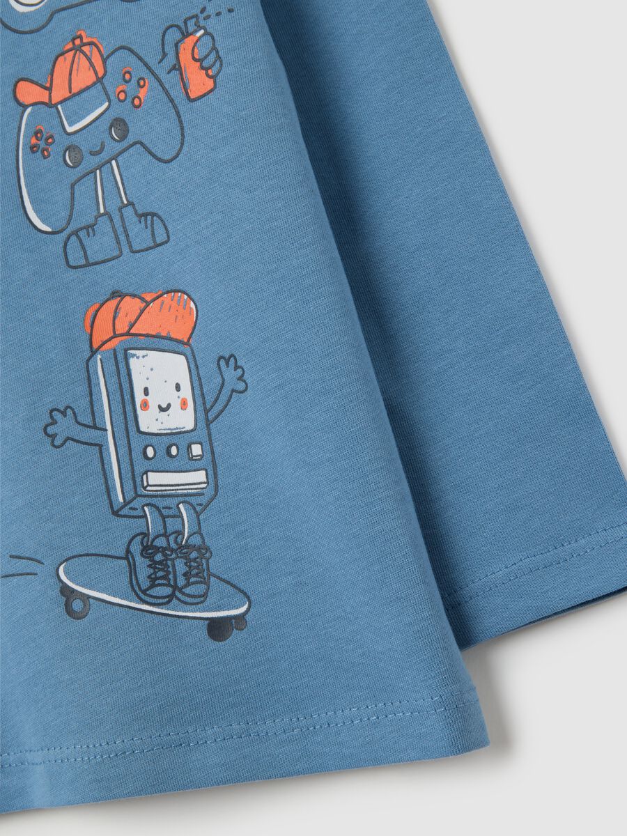 Children's T-shirt in pure blue cotton regular fit_2
