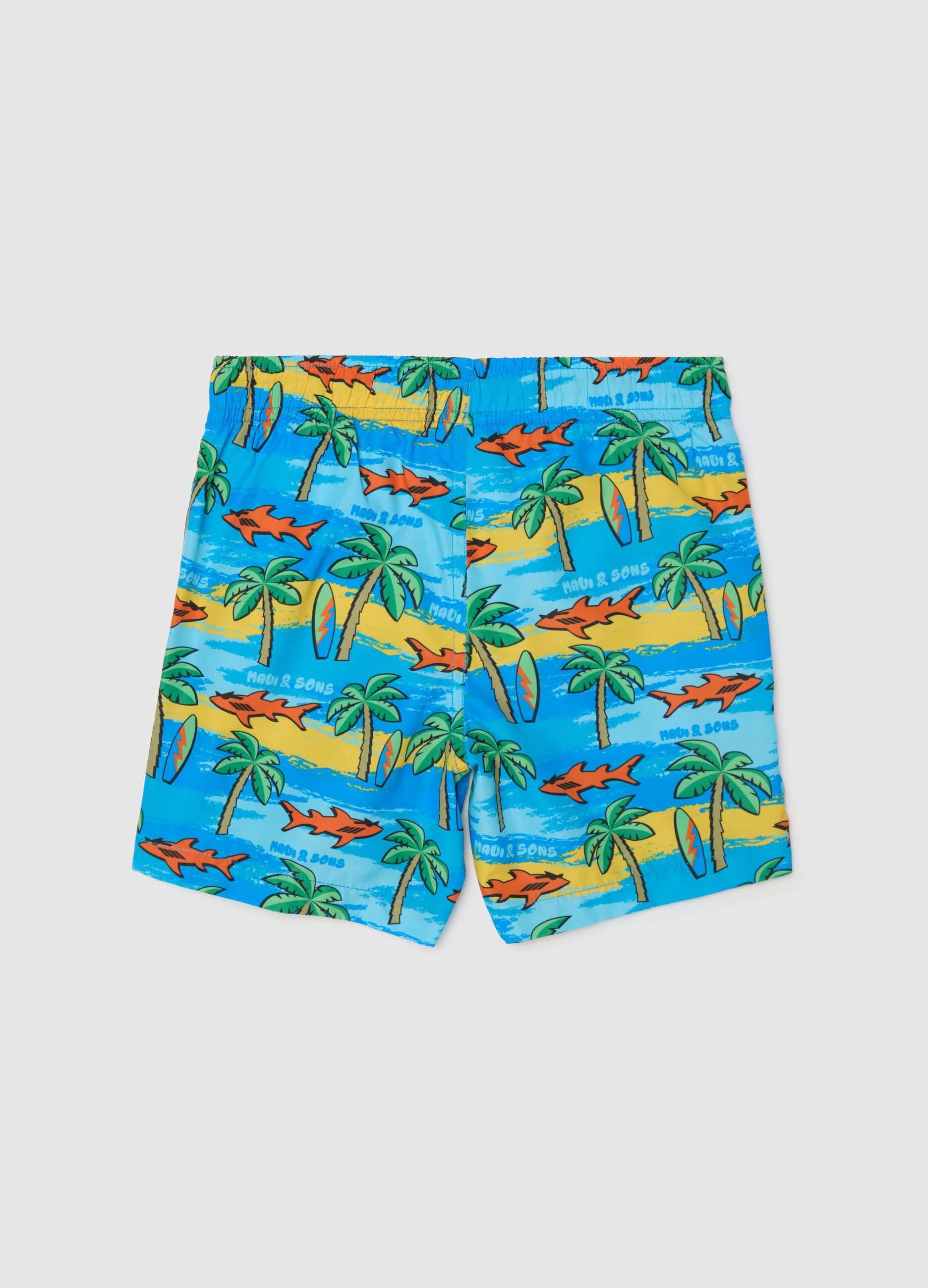 Child's multicolour fabric shorts regular fit with tropical print