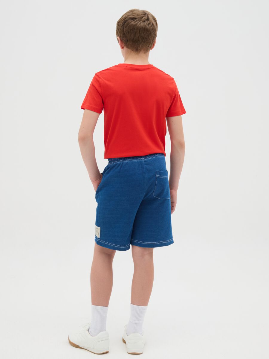 Short blue trousers in 100% cotton_1