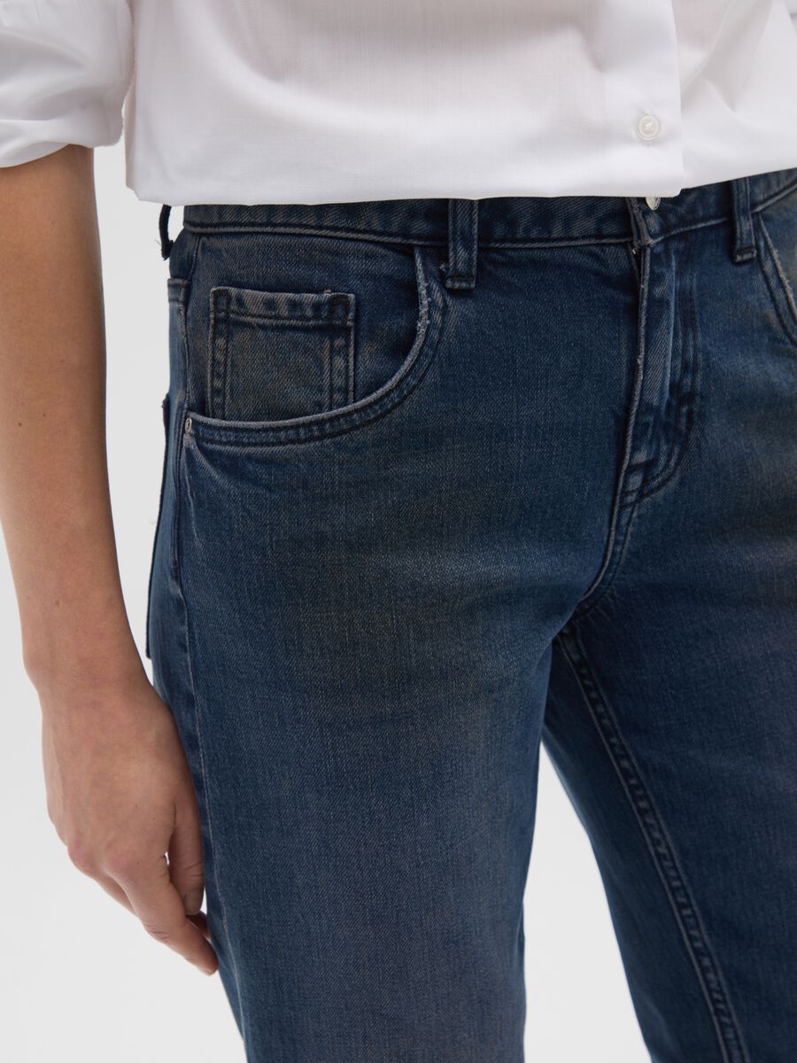 Blue straight jeans in stretch denim regular fit_3