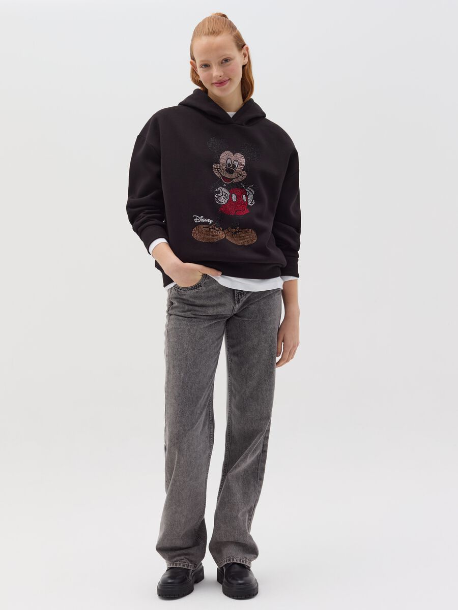 Sweatshirt with hood and Mickey Mouse in diamantés_1