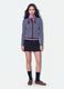 Cardigan azzurro girocollo in misto lyocell e lana a righe over fit_0