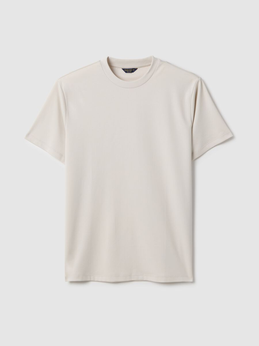T-shirt girocollo in puro cotone beige regular fit_4