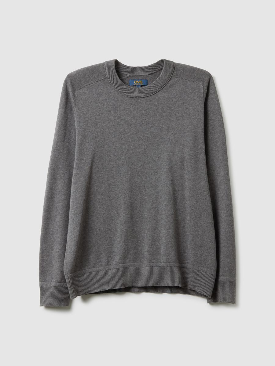 Grey crew-neck pure cotton sweater regular fit_4