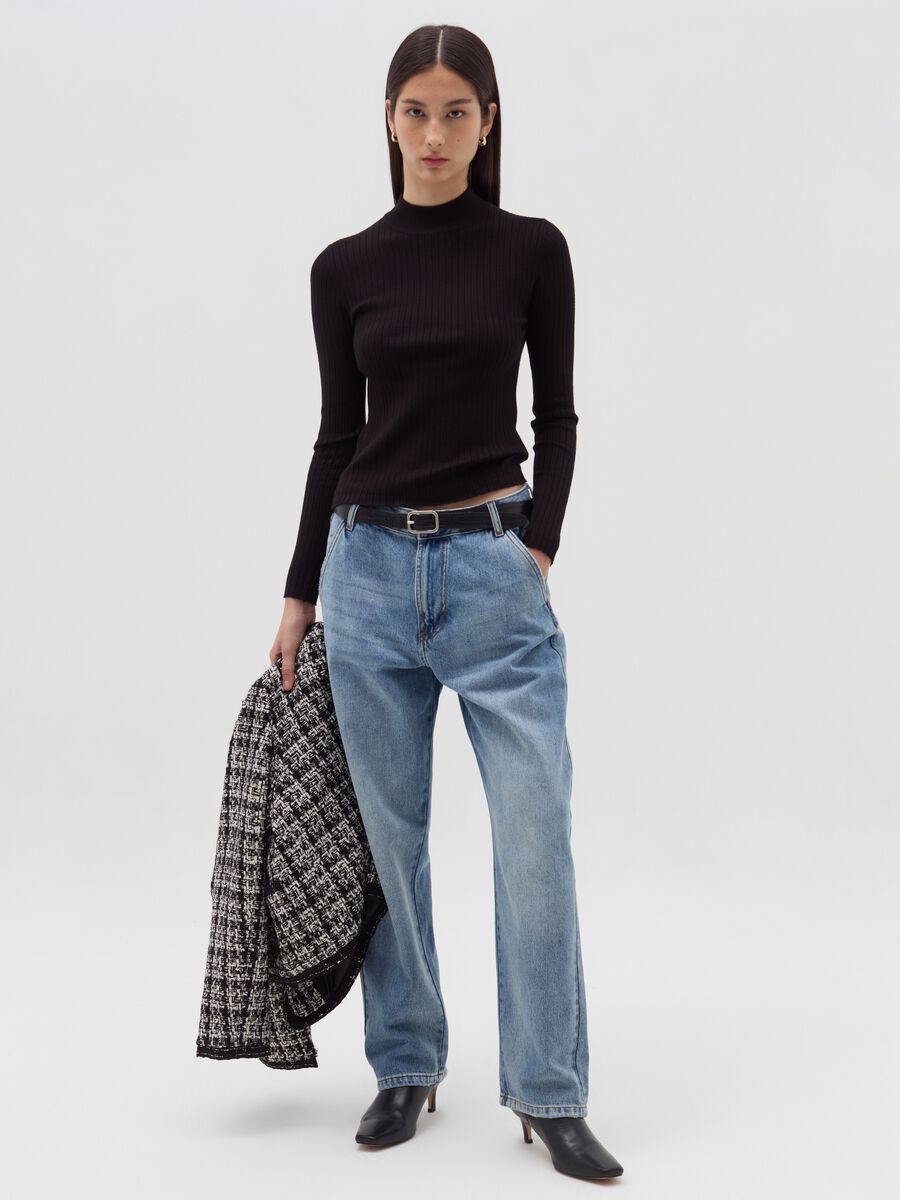 Flat ribbed top with mock neck_1