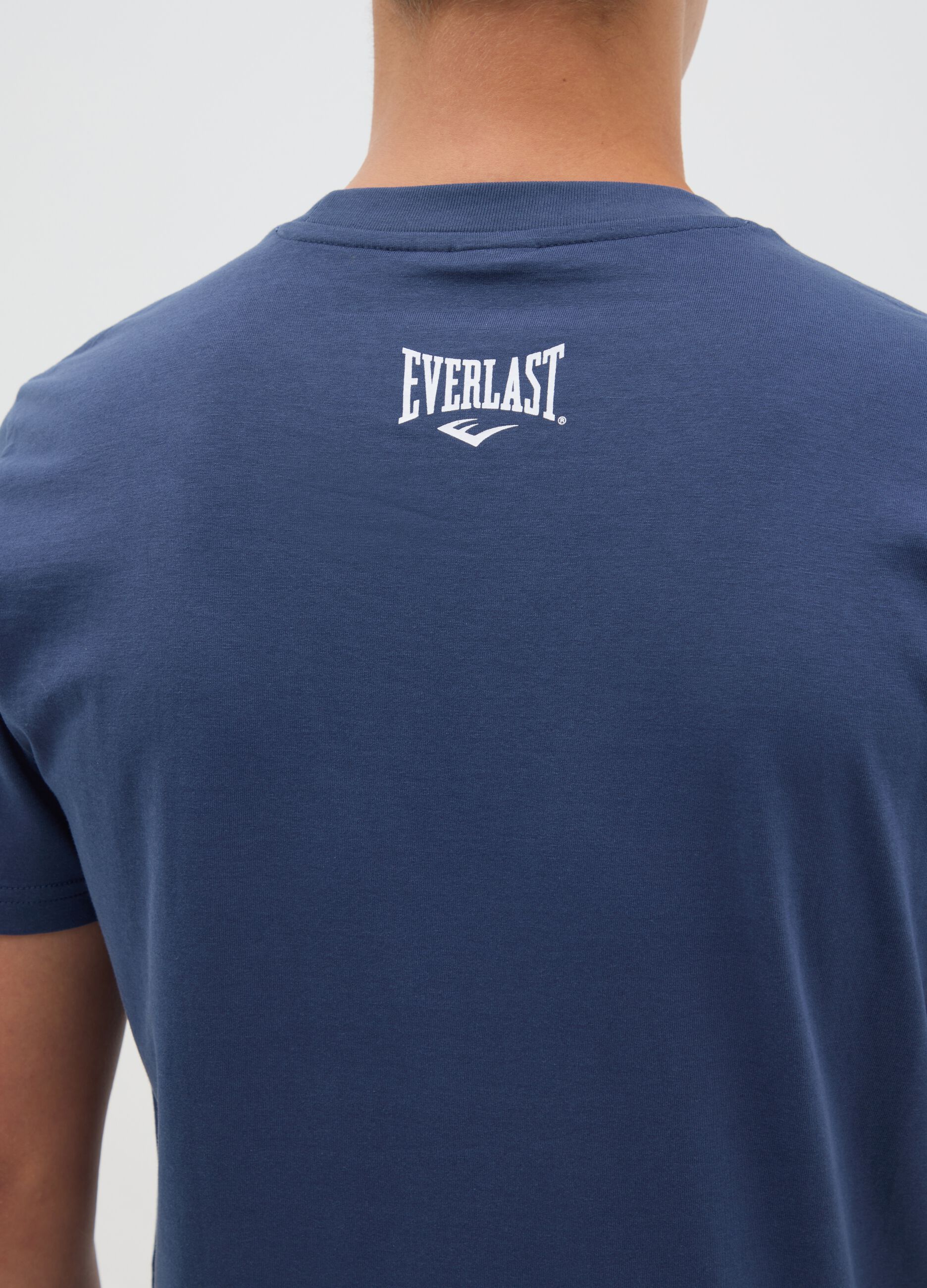 Blue Short Sleeve T-shirt with Everlast Logo Print