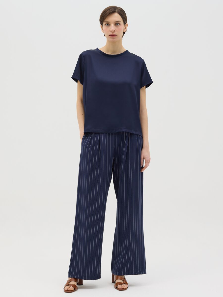 Blue palazzo trousers with striped pattern_0