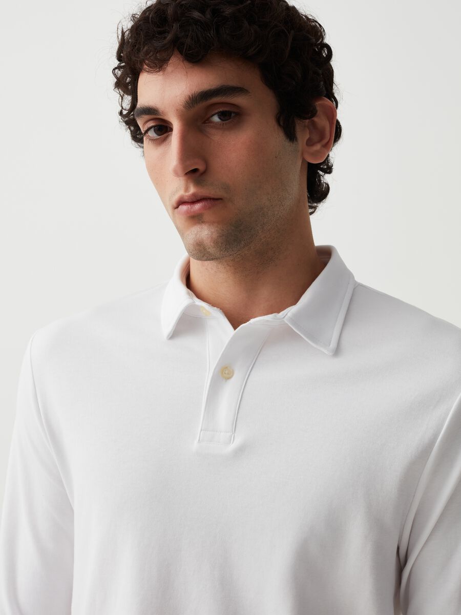 Long-sleeved cotton polo shirt_1