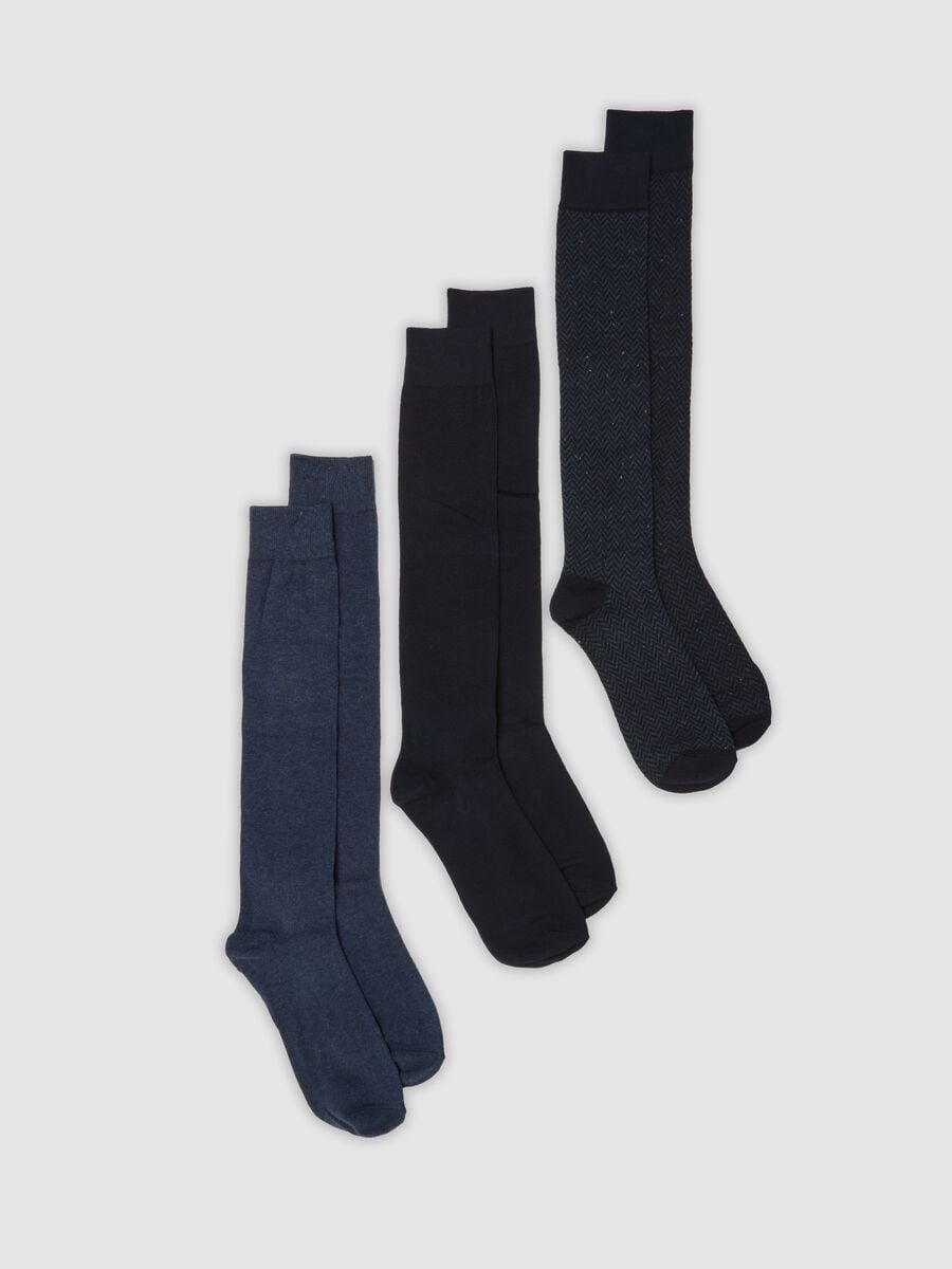 3-pack of long blue and black organic stretch cotton socks_0