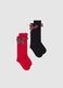 Two-pack of girls' long multicoloured socks with bows_0