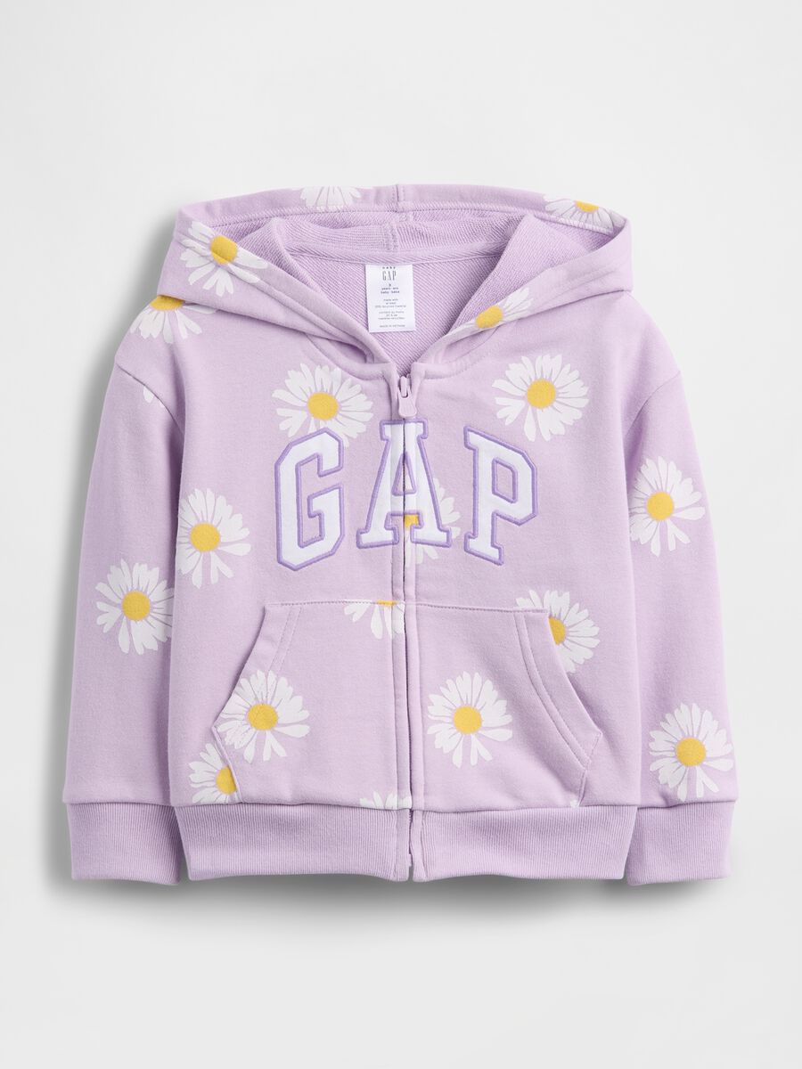 Felpa con cappuccio e zip in misto cotone_0