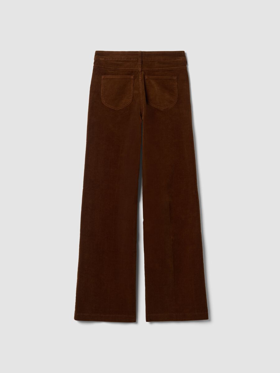 Pantaloni marroni in cotone elasticizzato a coste straight fit_2