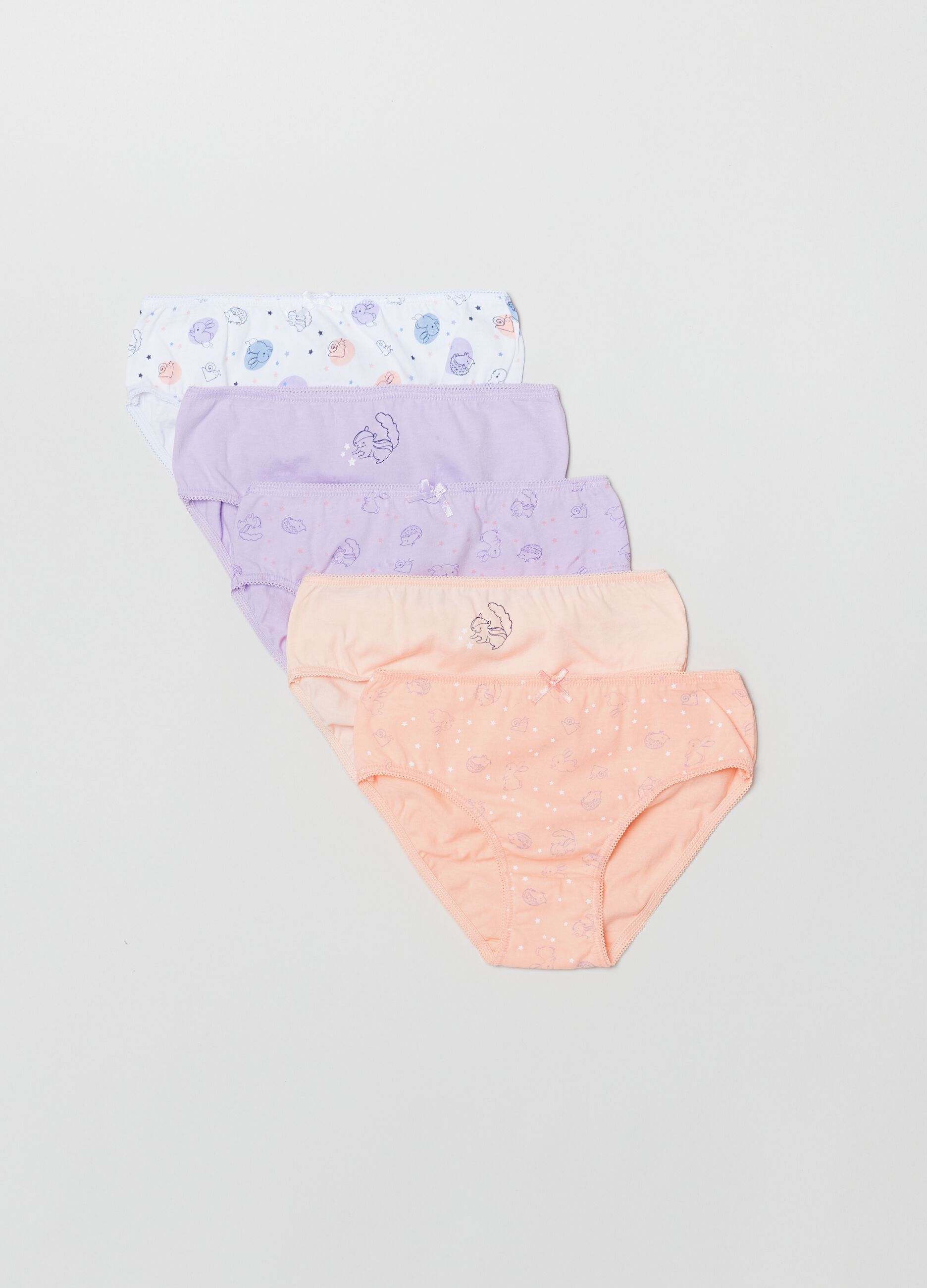 Set cinque slip in cotone con stampa_0