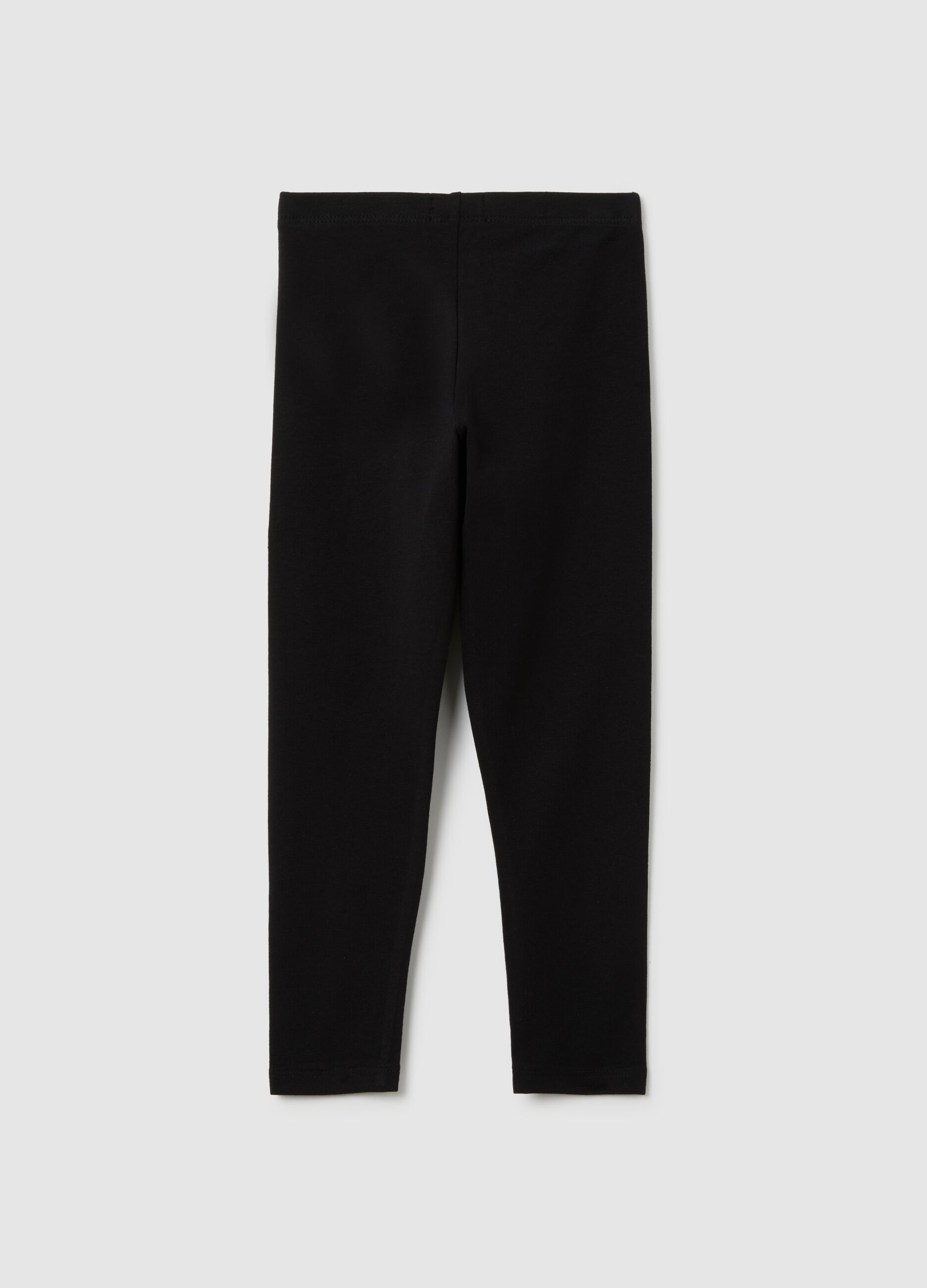 Girls' cotton black skinny stretch leggings