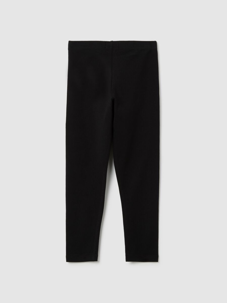 Girls' cotton black skinny stretch leggings_1