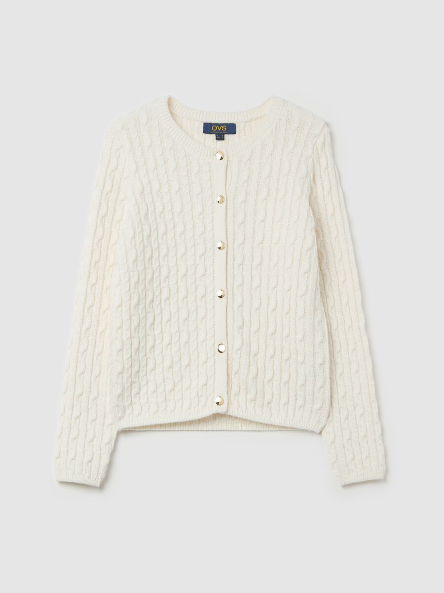 Cable-knit cardigan with golden buttons_4