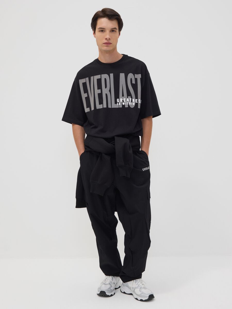 Black pure cotton T-shirt with front logo_1