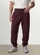 Jogger marroni in misto cotone con fondo a polsino e coulisse_1