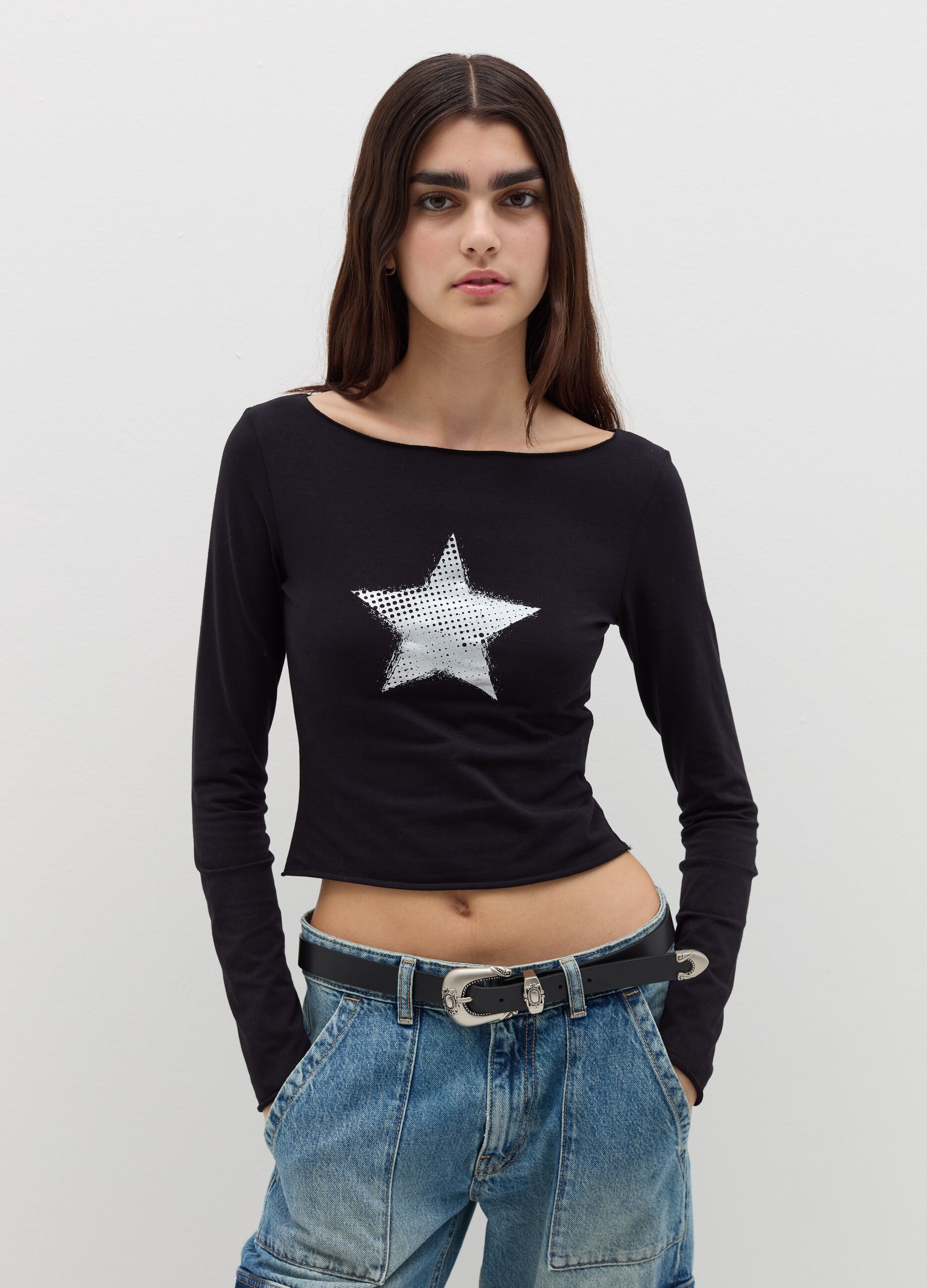 T-shirt a maniche lunghe con stampa