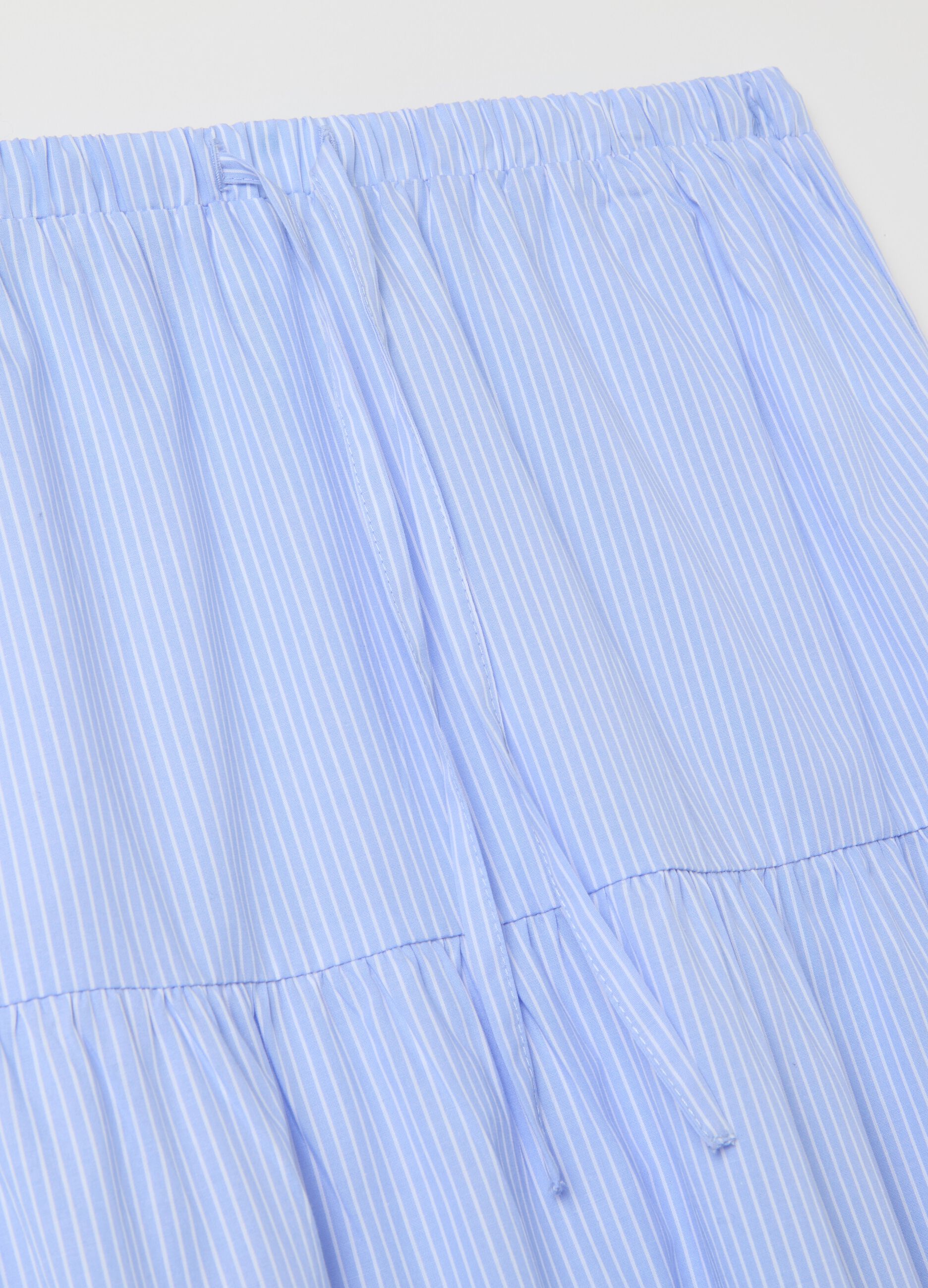 Long white and light blue skirt with striped flounce