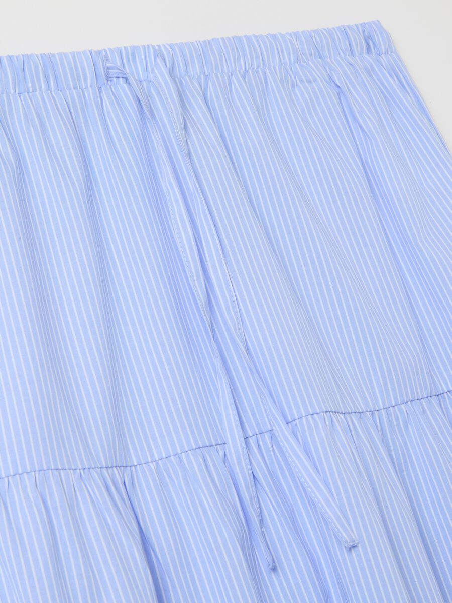 Long white and light blue skirt with striped flounce_5