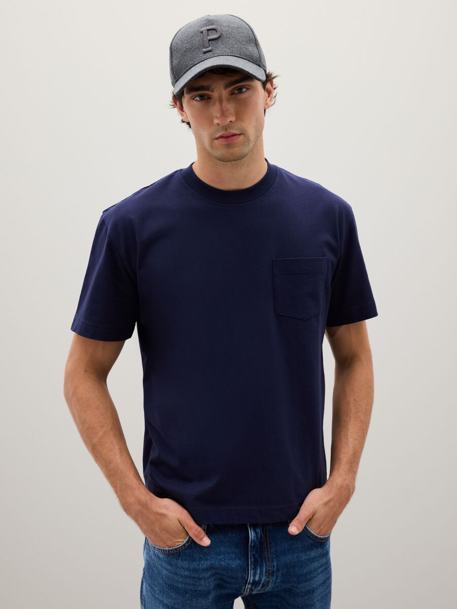 Pure cotton blue T-shirt regular fit_0