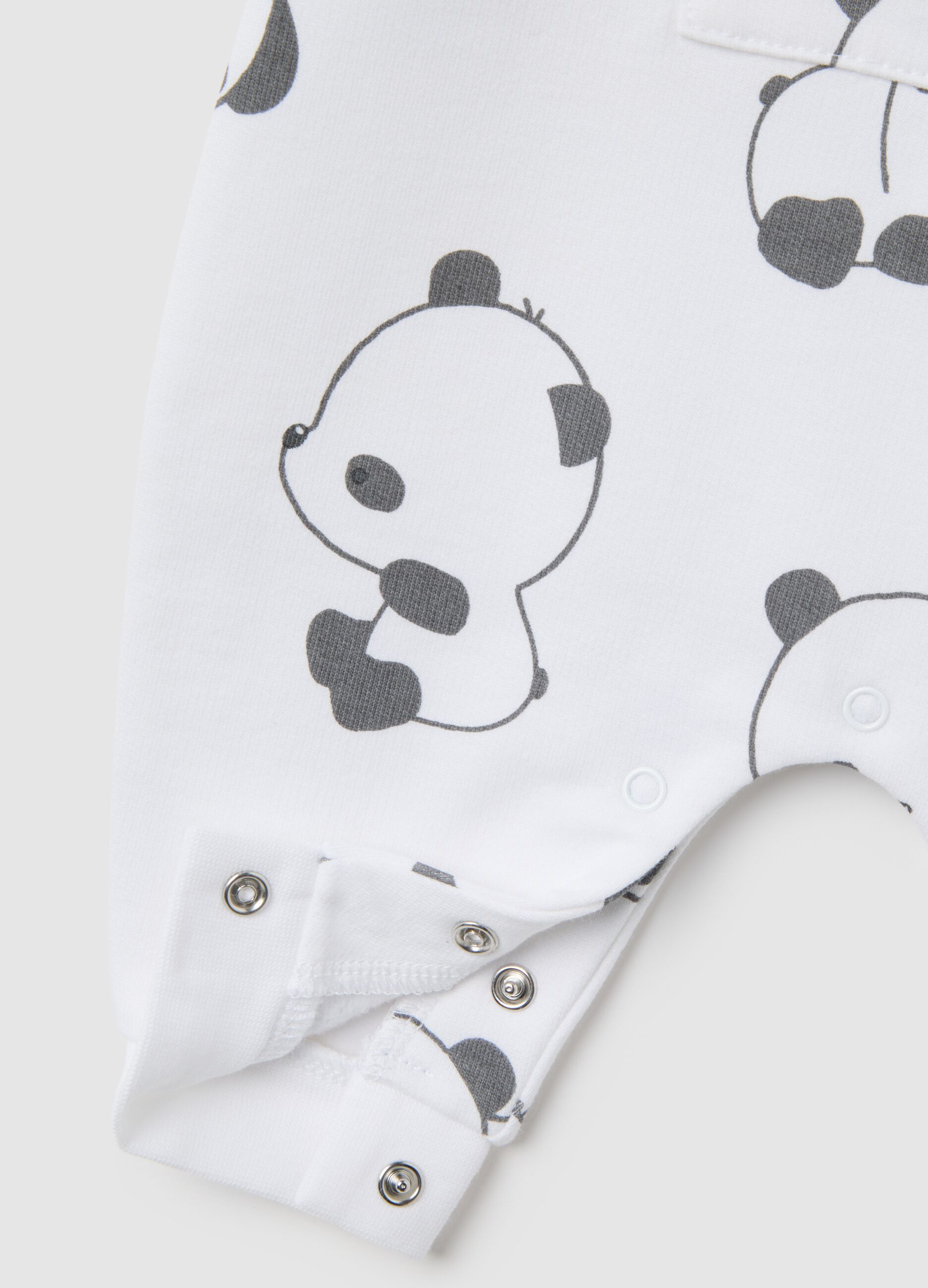 White pure cotton baby sleepsuit with print