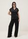 Black short-sleeve polo-collar T-shirt, regular fit_1