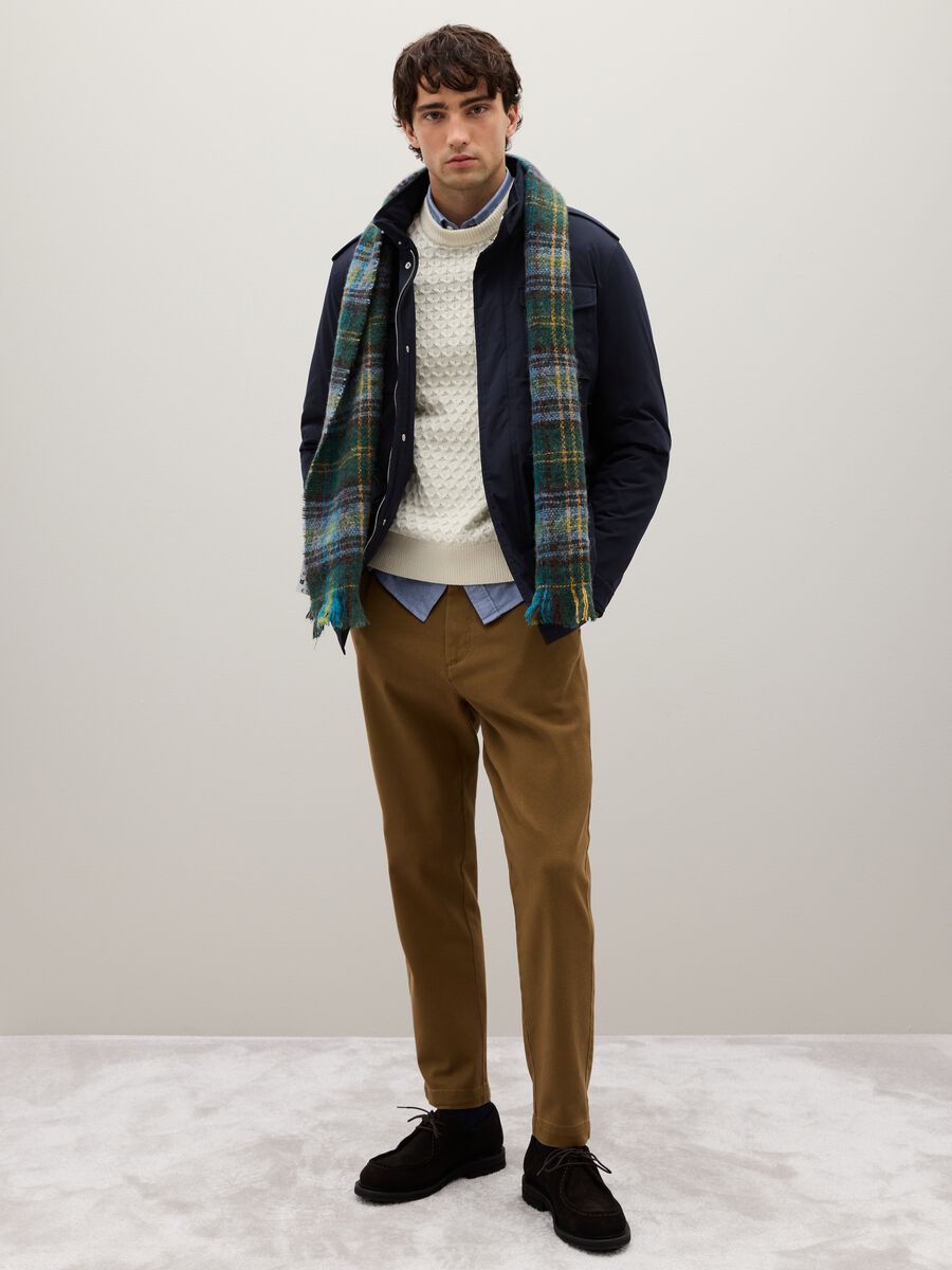 Regular fit blue jacket with pockets and zip closure_1