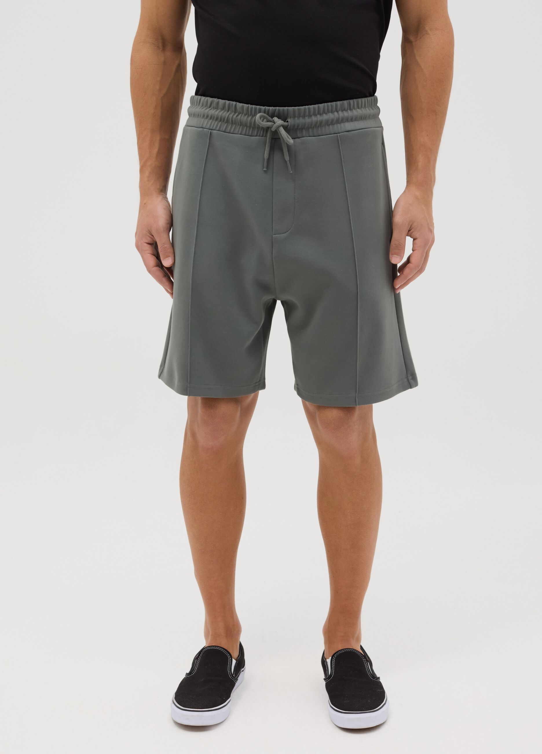 Grey Bermuda shorts in cotton blend