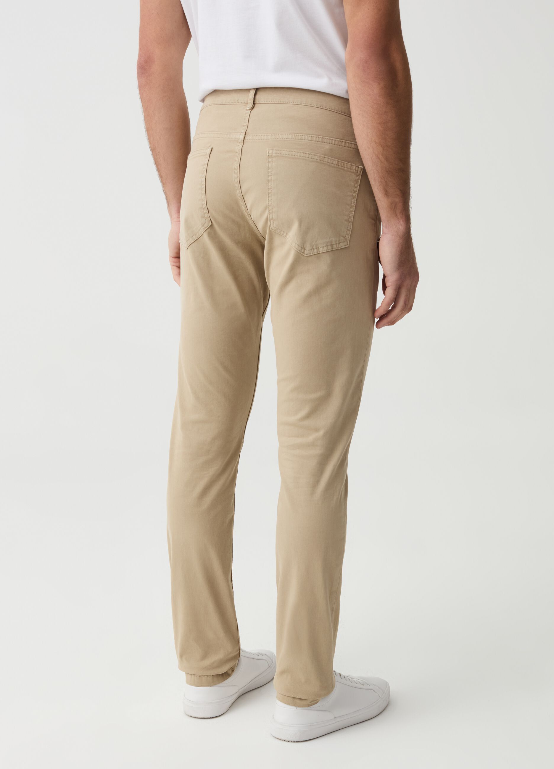 Five-pocket stretch cotton trousers